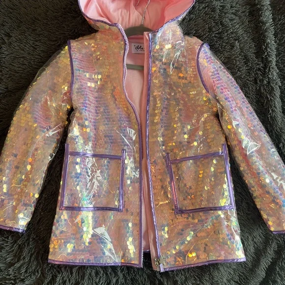 ❤️Lola + the Boys Pink Magic Raincoat NWOT - Picture 2 of 6